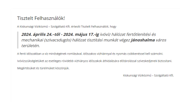 Szivacsdugós/mechanikai hálózat tisztítás - Jánoshalma